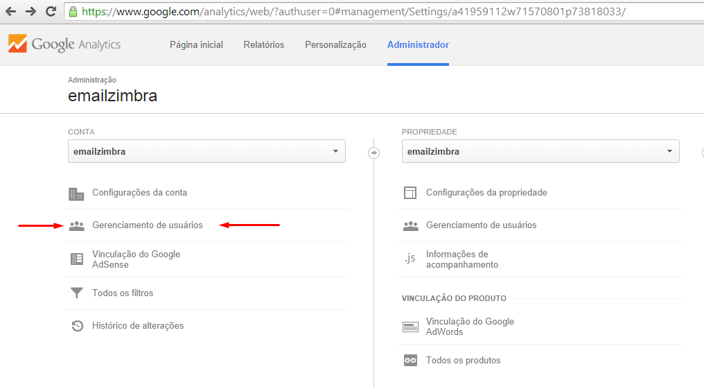 Compartilhando o Google Analytics - passo 2