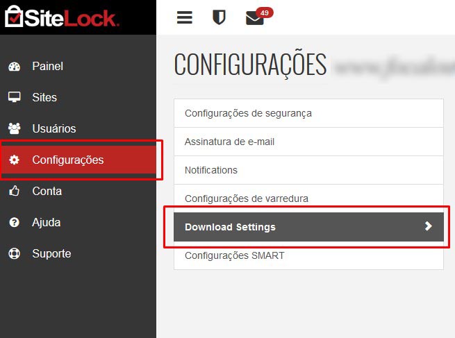 Tutorial SiteLock - Configurações